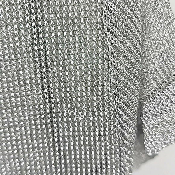 GB Silver Sheer Metallic Knit Sleeveless Blouse - Picture 4 of 10